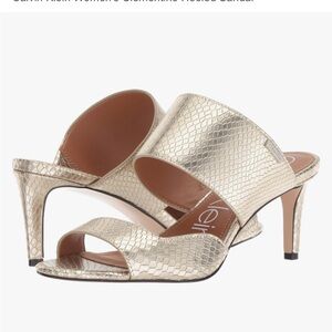 Calvin Klein women’s Clementine gold heeled slide sandal sz 8